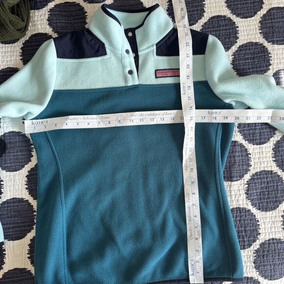 Vineyard Vines Women’s Fleece Pullover XS Teal Blue Snap Front - Picture 7 of 7